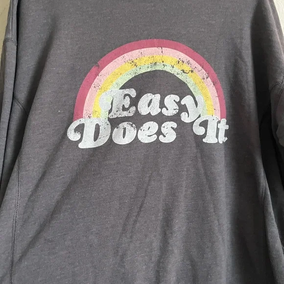 Wildfox "Easy Does It" sweatshirt gray charcoal rainbow graphic size medium - Picture 3 of 6